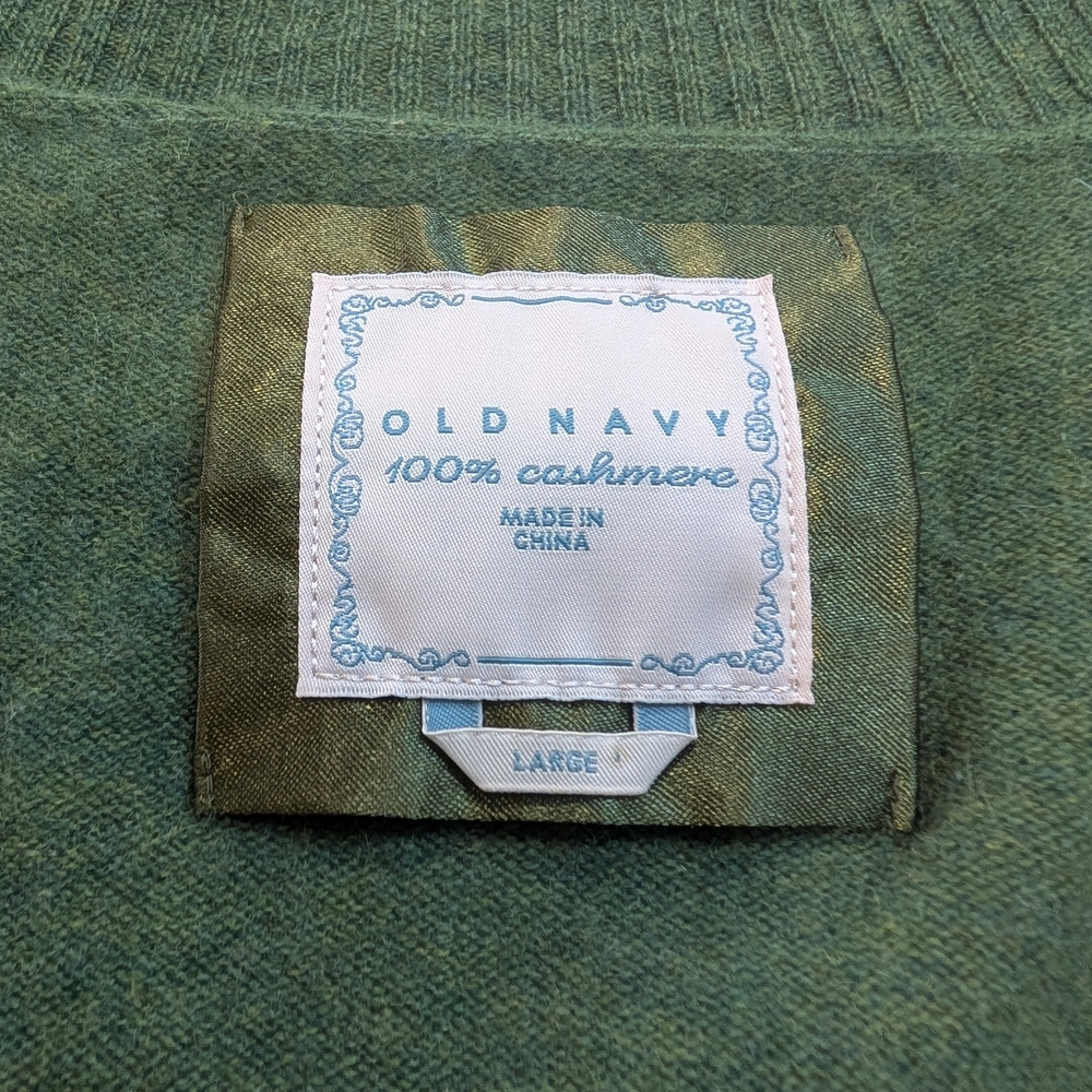 100% Cashmere Old Navy Women's Green Crew Neck Sweater - Picture 2 of 5